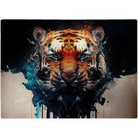 Warren Reed - Designer Tiger Face Splashart Glass Chopping Board in Brown