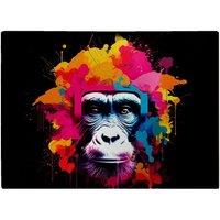 Warren Reed - Designer Multi Coloured Monkey Face Glass Chopping Board in Pink