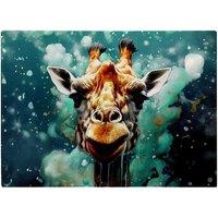 Warren Reed - Designer Splashart Giraffe Face Glass Chopping Board in Grey