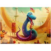 Warren Reed - Designer Snake On A Beach Holiday Glass Chopping Board in Yellow