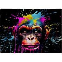Warren Reed - Designer Multi Coloured Monkey Face Splashart Glass Chopping Board in Blue