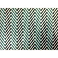 Warren Reed - Designer Geometric Herringbone Chevron Blues Glass Chopping Board in Green