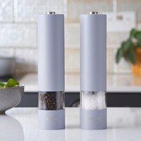 Cooks Professional Electric Salt & Pepper Mill Set Stainless Steel Automatic Grinder in Grey