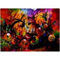 Warren Reed - Designer Abstract Halloween Painting Glass Chopping Board in Orange