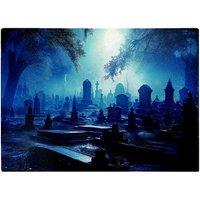 Warren Reed - Designer A Moonlit Graveyard Glass Chopping Board in Blue
