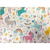 Warren Reed - Designer Unicorn & Rainbows Glass Chopping Board in Blue