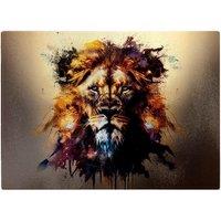 Warren Reed - Designer Majestic Lion Face Splashart Glass Chopping Board in Brown