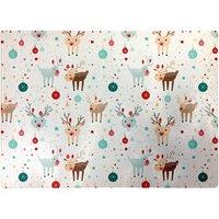 Warren Reed - Designer Happy Reindeer With Christmas Lights Glass Chopping Board in White