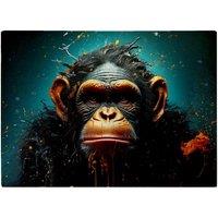 Warren Reed - Designer Monkey Face Splashart Blue Glass Chopping Board