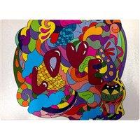 Warren Reed - Designer Motley Doodling Love Glass Chopping Board in Red