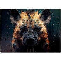 Warren Reed - Designer Hyena Face Splashart Dark Background Glass Chopping Board in Brown