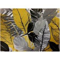 Warren Reed - Designer Grey Yellow Floral Leaves Glass Chopping Board
