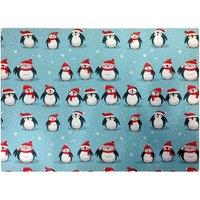 Warren Reed - Designer Adorable Santa Penguins Glass Chopping Board in Blue