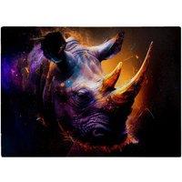 Warren Reed - Designer Golden Rhino Face Splashart Glass Chopping Board in Grey