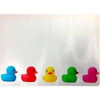 Warren Reed - Designer Coloured Rubber Ducks Glass Chopping Board in White