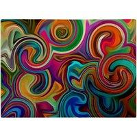 Warren Reed - Designer Colourful Wave Pattern Glass Chopping Board in Red