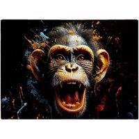 Warren Reed - Designer Monkey Face Splashart Glass Chopping Board in Orange