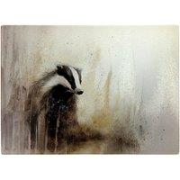 Warren Reed - Designer Badger Watercolour Glass Chopping Board in Brown