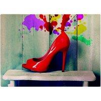 Warren Reed - Designer Retro Red Shoes Glass Chopping Board