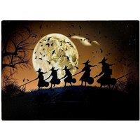 Warren Reed - Designer Witches Riding Broomsticks Glass Chopping Board in Brown