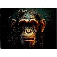 Warren Reed - Designer Splashart Monkey Face Glass Chopping Board in Black