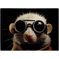 Warren Reed - Designer Realistic Doormouse With Glasses Glass Chopping Board in White