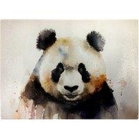 Warren Reed - Designer Panda Watercolour Glass Chopping Board in Brown
