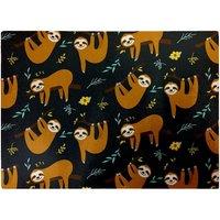 Warren Reed - Designer Cute Sloths Glass Chopping Board in Brown