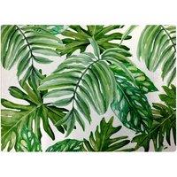 Warren Reed - Designer Exotic Rainforest Leaves Glass Chopping Board in Green
