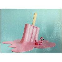 Warren Reed - Designer Flamingo Ice Cream Glass Chopping Board in Pink