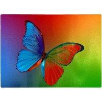 Warren Reed - Designer Vibrant Butterfly Glass Chopping Board in Blue