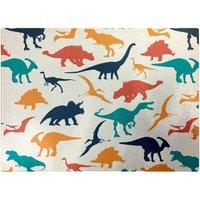 Warren Reed - Designer Multicoloured Dinosaurs Glass Chopping Board in Blue