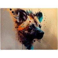 Warren Reed - Designer Hyena Face Splashart Light Background Glass Chopping Board in Brown