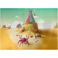 Warren Reed - Designer Crab On A Beach Holiday Glass Chopping Board in Yellow