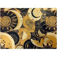 Warren Reed - Designer Blue Gold Moon & Sun Glass Chopping Board in Yellow