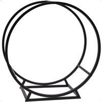 idooka Log Storage Holder Rack Modern Fireplace Accessories Indoor Outdoor Raised Stand Store Black