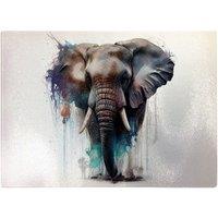 Warren Reed - Designer Elephant Splashart Glass Chopping Board in Yellow