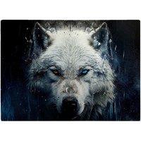 Warren Reed - Designer White Wolf Face Splashart Glass Chopping Board