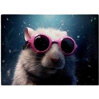 Warren Reed - Designer Splashart Doormouse With Pink Glasses Glass Chopping Board