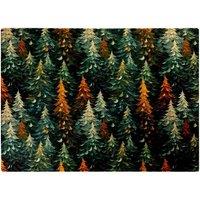 Warren Reed - Designer Impasto Style Christmas Trees Glass Chopping Board in Green