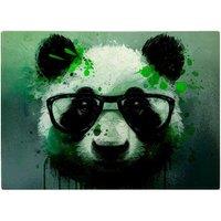 Warren Reed - Designer Panda With Glasses Green Splashart Glass Chopping Board