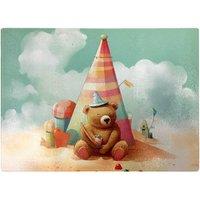Warren Reed - Designer A Bear On A Beach Holiday Glass Chopping Board in Yellow