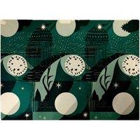 Warren Reed - Designer Abstact Green Cream Moon & Stars Glass Chopping Board