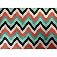 Warren Reed - Designer Geometric Colored Chevron Pattern Glass Chopping Board in Green