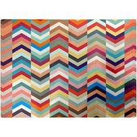 Warren Reed - Designer Geometric Multi Colored Chevron Pattern Glass Chopping Board in Red