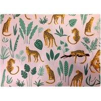 Warren Reed - Designer Hand Drawn Leopards Glass Chopping Board in Pink