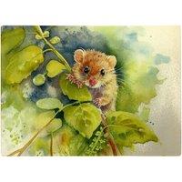 Warren Reed - Designer Dormouse Watercolour Glass Chopping Board in Brown
