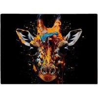 Warren Reed - Designer Giraffe Face Splashart Glass Chopping Board in Orange