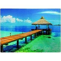 Warren Reed - Designer Maldive Beach Resort Glass Chopping Board in Blue
