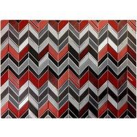 Warren Reed - Designer Red Grey Geometric Pattern Glass Chopping Board